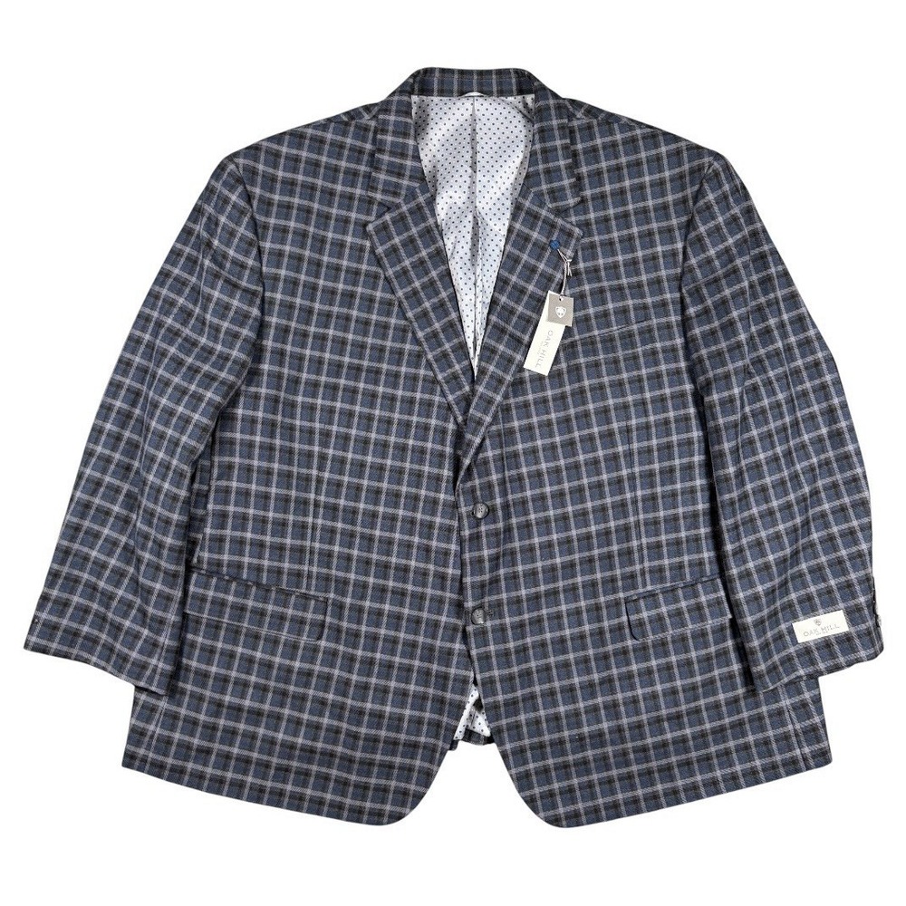 Oak Hill Blazer 4XL Men Gray Glen Plaid Check Basket Weave Sport Coat Jacket NWT